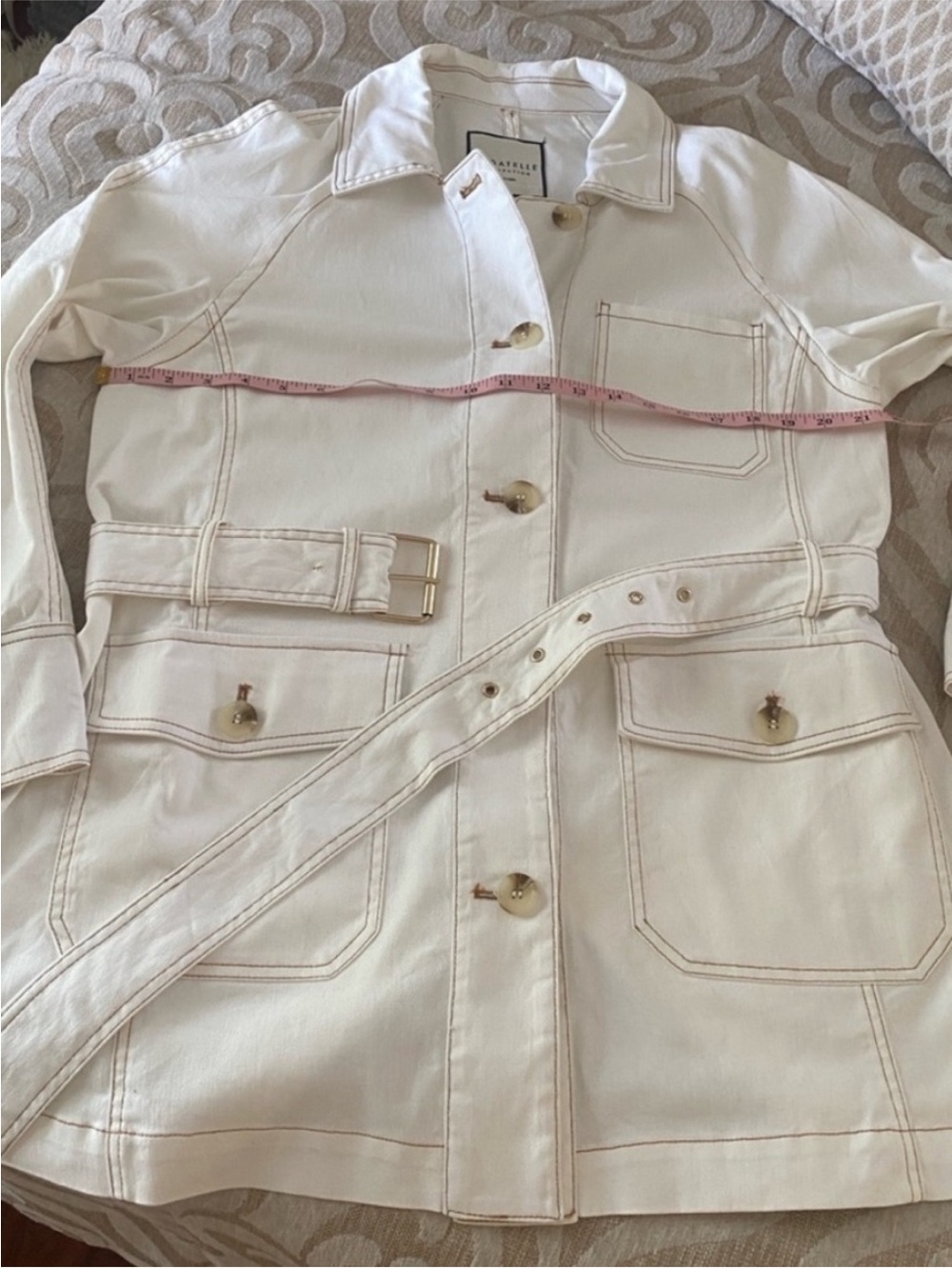 Bagatelle Belted Utility Jacket Cream Neutral Fall Coat - Picture 5 of 15